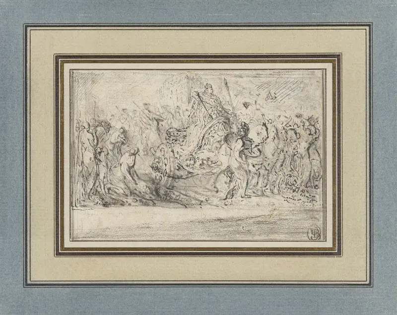 Allegorie op de terugkeer in Parijs van Lodewijk XVI na zijn kroning te Reims op 11 juni 1775 Wall Art by Gabriel Jacques de Saint-Aubin - High-Resolution Digital Print