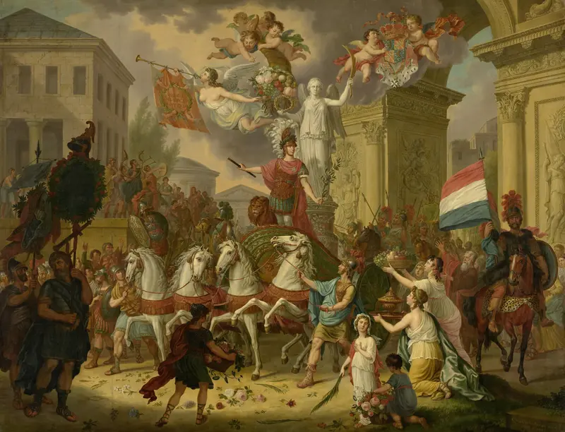 Allegorie op de triomftocht van de prins van Oranje, de latere koning Willem II, als held van Waterloo, 1815 Wall Art by Unknown - High-Resolution Digital Print
