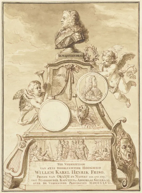 Allegorie op de verheffing van Willem IV tot stadhouder, 1747 Wall Art by Jacob Folkema - High-Resolution Digital Print