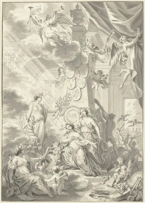 Allegorie op de Vrede van Aken, 1748 Wall Art by Simon Fokke - High-Resolution Digital Print