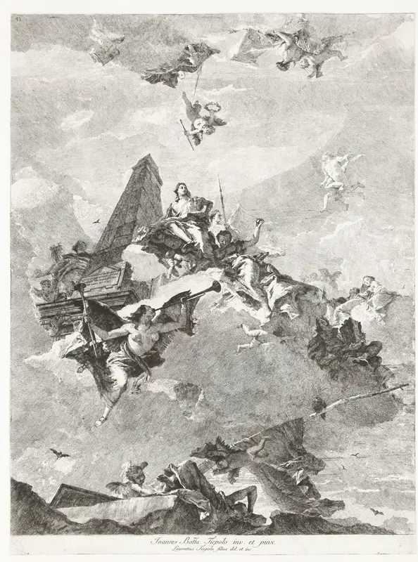 Allegorie op heldendom met Faam Wall Art by Unknown - High-Resolution Digital Print
