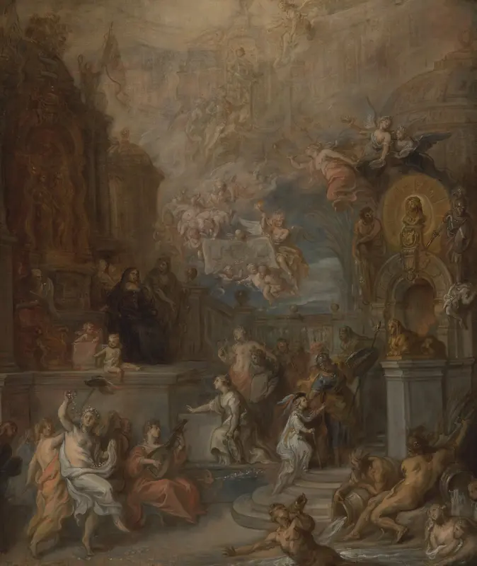 Allegorie op het afscheid van Willem III van Amalia van Solms na de overdracht van het regentschap aan de Staten-Generaal Wall Art by Theodoor van Thulden - High-Resolution Digital Print