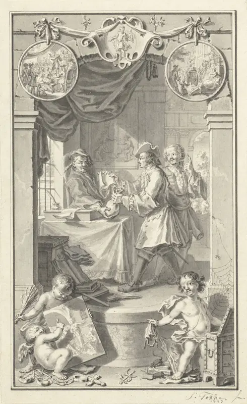 Allegorie op het bedrog van Aron Abrams, 1737 Wall Art by Simon Fokke - High-Resolution Digital Print