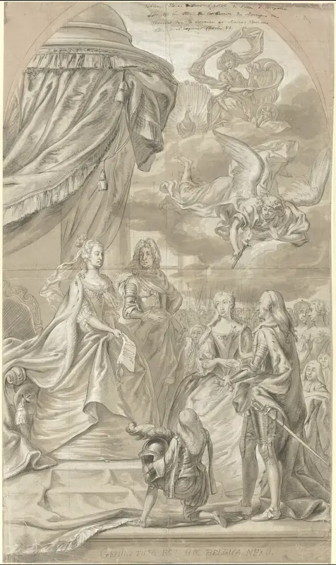 Allegorie op het huwelijk van aartshertogin Maria Anna van Oostenrijk en Karel Alexander van Lotharingen, 1744 Wall Art by anonymous - High-Resolution Digital Print