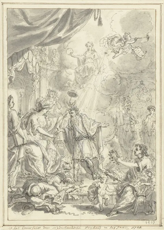 Allegorie op het jubileum van Nederlands Vrijheid, 1648-1748 Wall Art by Simon Fokke - High-Resolution Digital Print