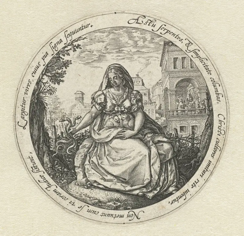Allegorie op Voorzichtigheid en Onschuld Wall Art by Hendrick Goltzius - High-Resolution Digital Print