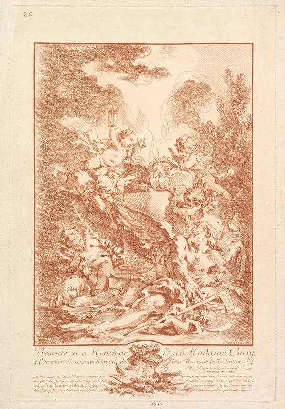 Allégorie pour la Commémoration d'un Mariage (Allegory for the Commemoration of a Marriage) Wall Art by Gilles Demarteau - High-Resolution Digital Print