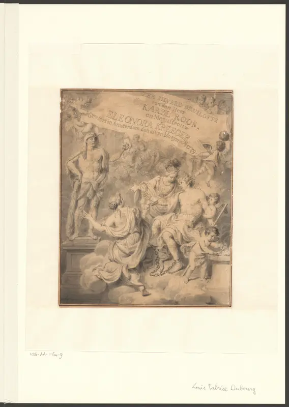 Allegorie ter gelegenheid van het zilveren huwelijk van Karel Roos en Eleonora Kreeger, 21 mei 1739 Wall Art by Unknown - High-Resolution Digital Print