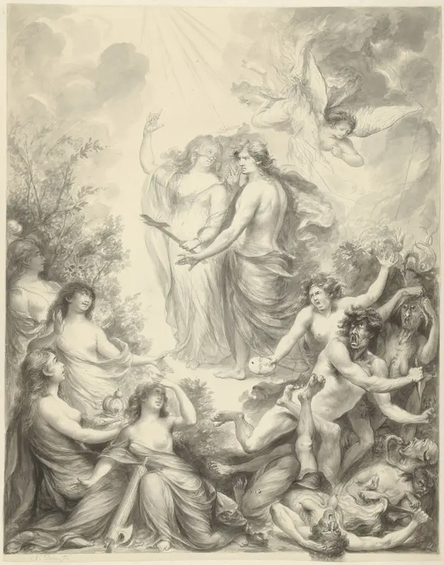 Allegorie waarin Geloof een man het juiste pad wijst Wall Art by Nicolas Joseph Delin - High-Resolution Digital Print
