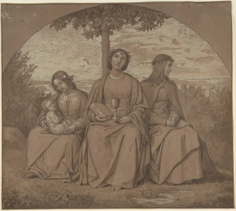Allegories of Faith, Hope, and Charity Wall Art by Heinrich Maria von Hess - High-Resolution Digital Print