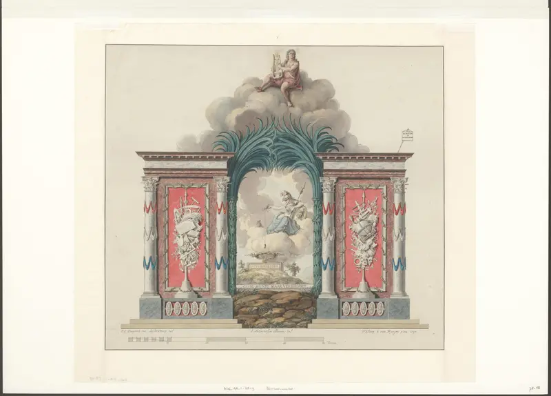 Allegorisch monument voor het Alliantiefeest op de Noordermarkt te Amsterdam, 19 juni 1795 Wall Art by Unknown - High-Resolution Digital Print