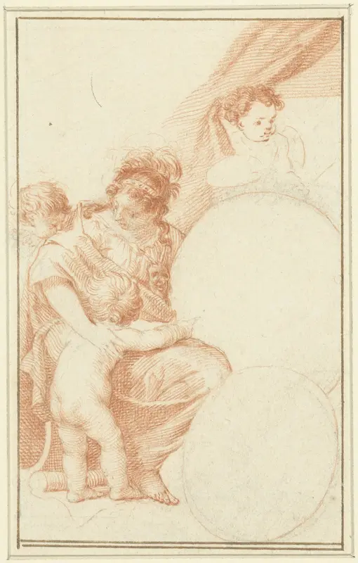 Allegorisch randwerk voor twee ovale portretten Wall Art by Jacob Houbraken - High-Resolution Digital Print