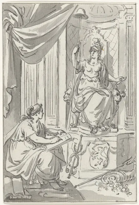 Allegorische voorstelling met de Vrijheid en Historia Wall Art by Jacobus Buys - High-Resolution Digital Print
