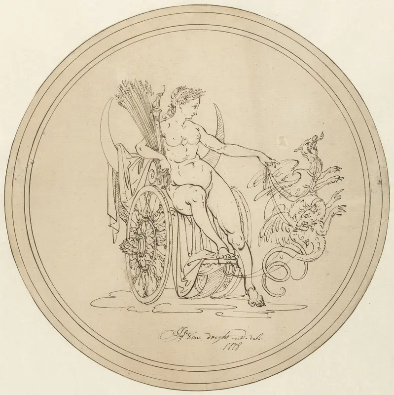 Allegorische vrouwenfiguur, in triomfwagen Wall Art by Johannes van Dregt - High-Resolution Digital Print