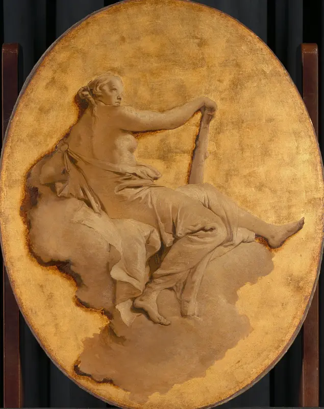 Allegorische vrouwenfiguur met een knots (wellicht Kracht) Wall Art by Giovanni Battista Tiepolo - High-Resolution Digital Print