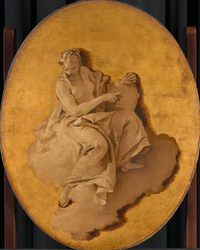 Allegorische vrouwenfiguur met een schild of spiegel (wellicht Voorzichtigheid) Wall Art by Giovanni Battista Tiepolo - High-Resolution Digital Print