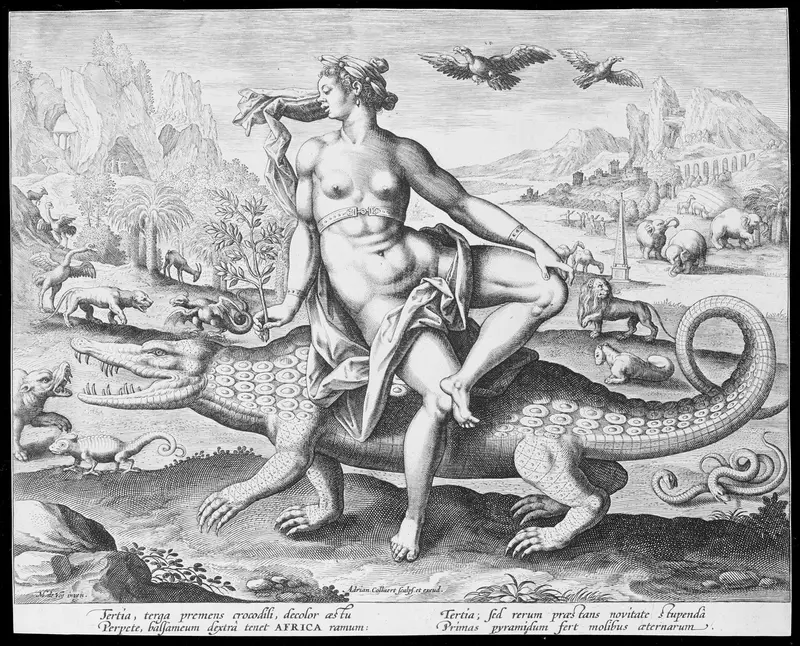 Allegory of Africa, from "The Four Continents" Wall Art by Adriaen Collaert - High-Resolution Digital Print