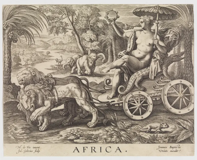 Allegory of Africa, from "The Four Continents" Wall Art by Julius Goltzius - High-Resolution Digital Print