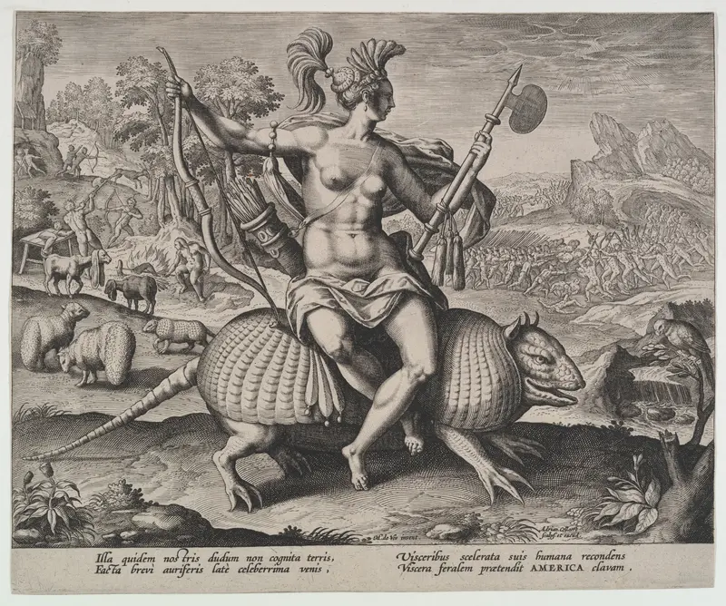 Allegory of America, from "The Four Continents" Wall Art by Adriaen Collaert - High-Resolution Digital Print