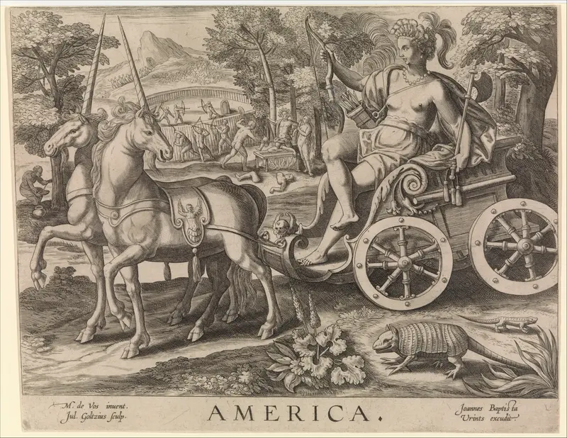 Allegory of America, from "The Four Continents" Wall Art by Julius Goltzius - High-Resolution Digital Print