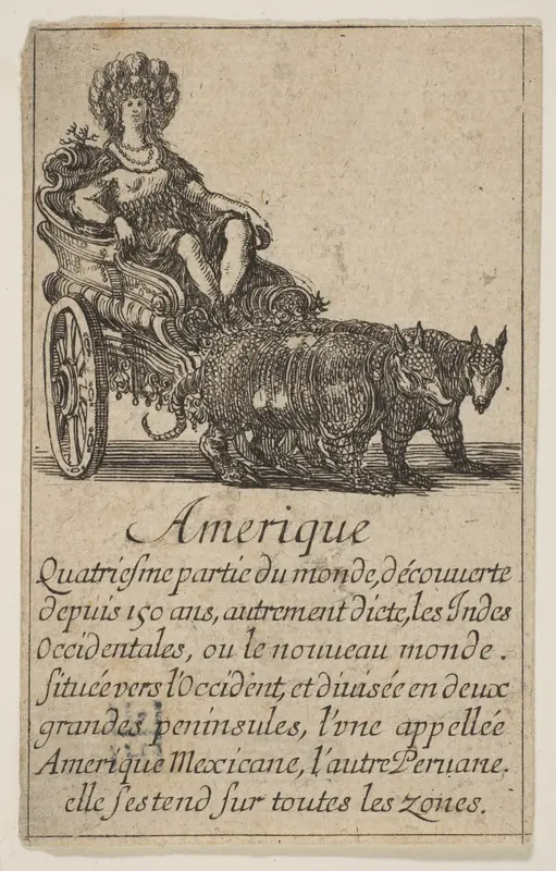 Allegory of America, from the playing cards "Jeu de la Géographie" Wall Art by Stefano della Bella - High-Resolution Digital Print