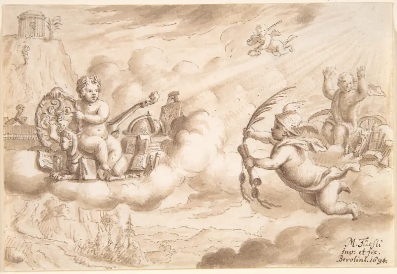 Allegory of Art and Knowledge with the Coat-of-Arms of Hans Wilpert Zoller Wall Art by Mathais Füssli the Youngest - High-Resolution Digital Print