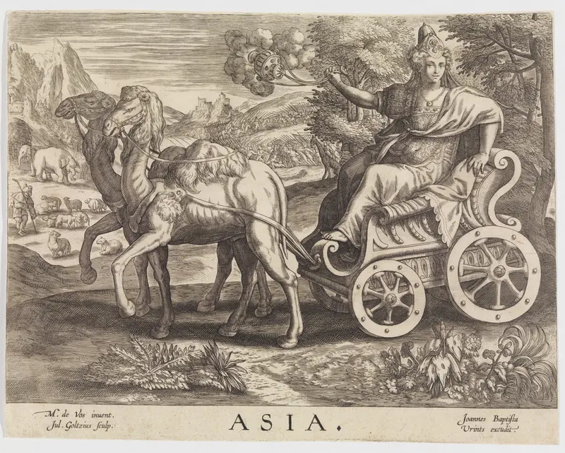 Allegory of Asia, from "The Four Continents" Wall Art by Julius Goltzius - High-Resolution Digital Print