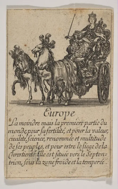 Allegory of Europe, from "Jeu de la Géographie" Wall Art by Stefano della Bella - High-Resolution Digital Print