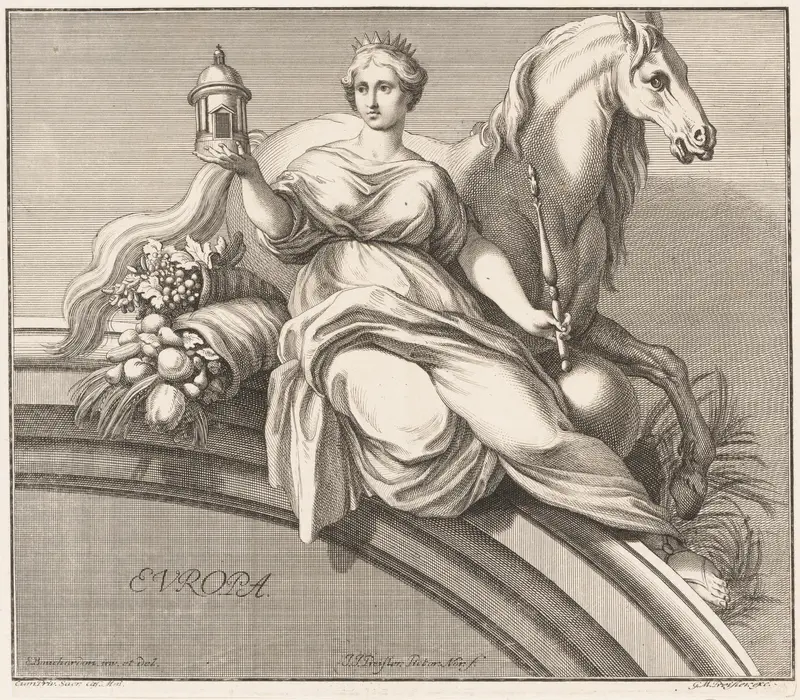 Allegory of Europe, from "The Four Continents" Wall Art by Johann Justin Preissler - High-Resolution Digital Print