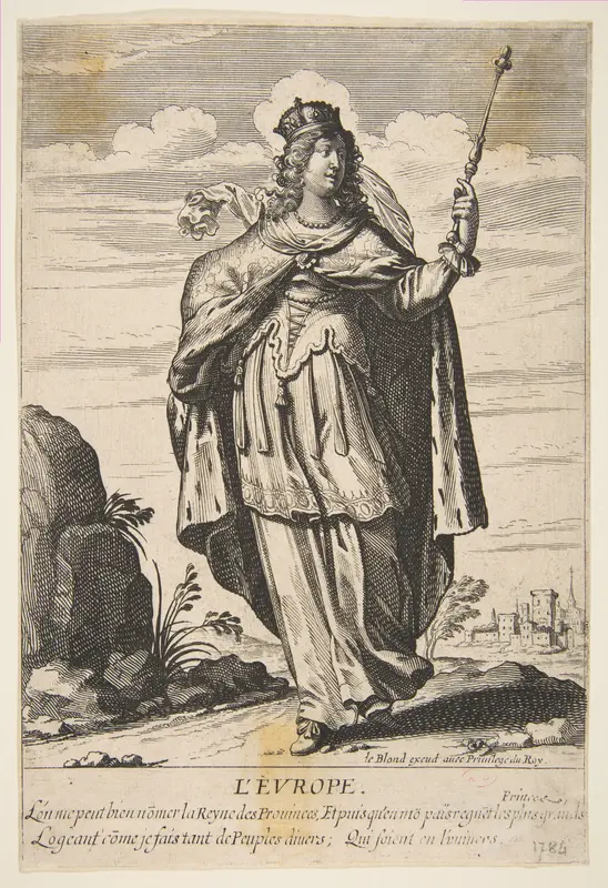 Allegory of Europe, from "The Four Continents" Wall Art by Abraham Bosse - High-Resolution Digital Print