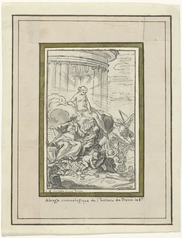Allegory of History Studying Truth Wall Art by Charles Nicolas Cochin (II) - High-Resolution Digital Print