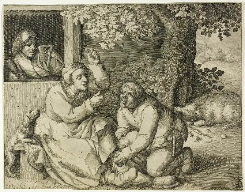 Allegory of Marital Strife Wall Art by Pieter Serwouters - High-Resolution Digital Print