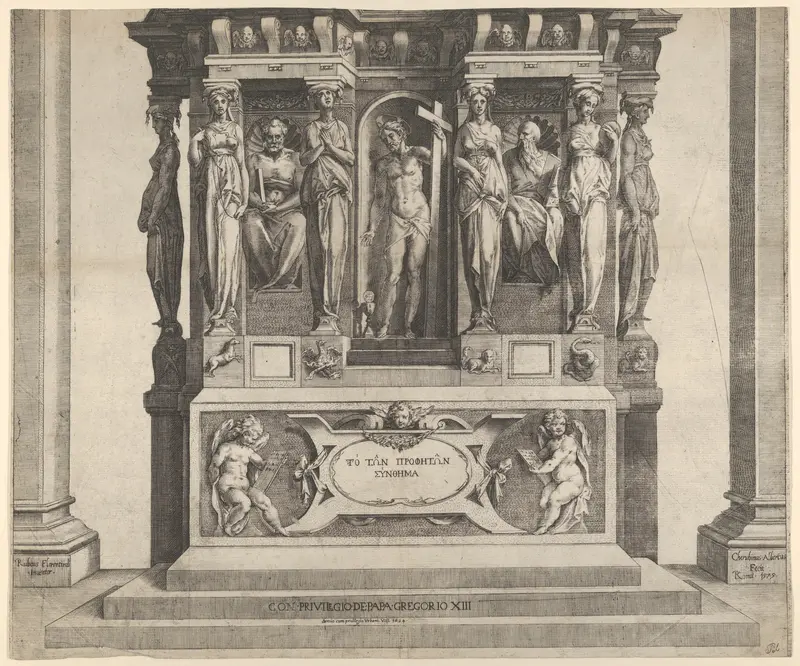 Allegory of the Christian Faith with Christ at center, holding the cross Wall Art by Cherubino Alberti (Zaccaria Mattia) - High-Resolution Digital Print