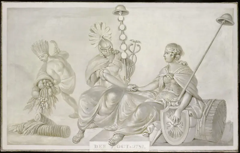 Allegory of the 'Treaty of Friendship and Commerce between the States General of the United Netherlands and the United States of America', The Hague, 7 October 1782 Wall Art by anonymous - High-Resolution Digital Print