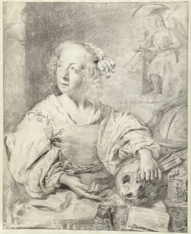 Allegory of Transience Wall Art by Cornelis Visscher (II) - High-Resolution Digital Print