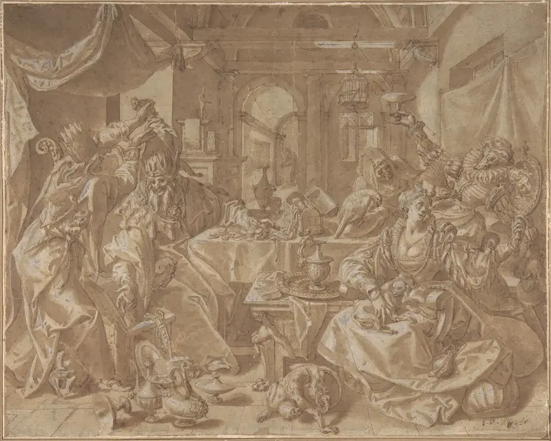 Allegory of Wealth, Lust and Stupidity Wall Art by Joos van Winghe - High-Resolution Digital Print
