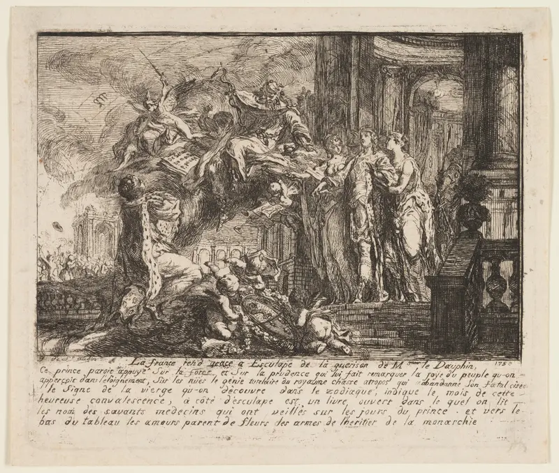 Allegory on the Convalescence of the Dauphin Wall Art by Gabriel Jacques de Saint-Aubin - High-Resolution Digital Print