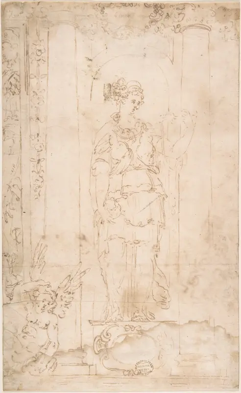 Allegory or Goddess (Juno?) Wall Art by Perino del Vaga (Pietro Buonaccorsi) - High-Resolution Digital Print
