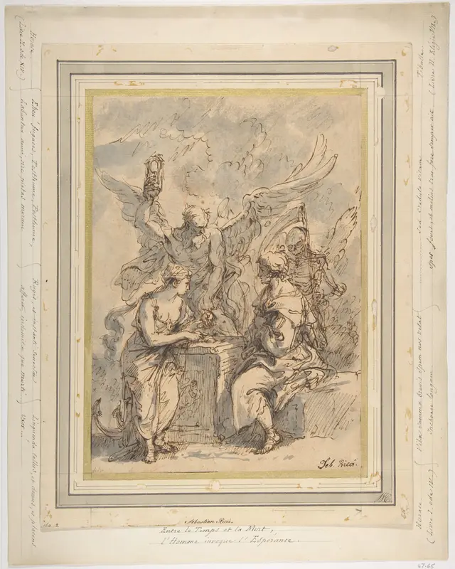 Allegory with Figures of Hope, Time, and Death Wall Art by Sebastiano Ricci - High-Resolution Digital Print