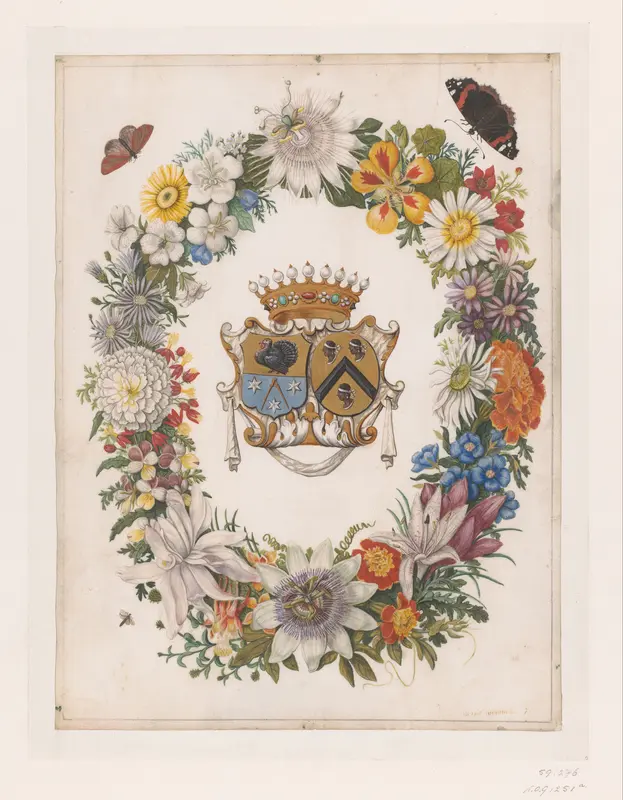 Alliance Coat of Arms of Cornelis Calkoen and Maria van der Merct Wall Art by Maria Moninckx - High-Resolution Digital Print