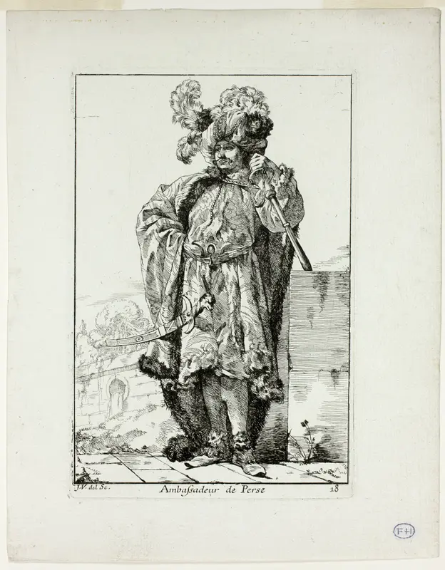 Ambassadeur de la Perse, plate eighteen from Caravanne du Sultan à la Mecque