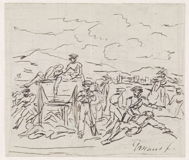 Ambulancewagen verzamelt doden en gewonden van het slagveld Wall Art by Gerardus Emaus de Micault - High-Resolution Digital Print