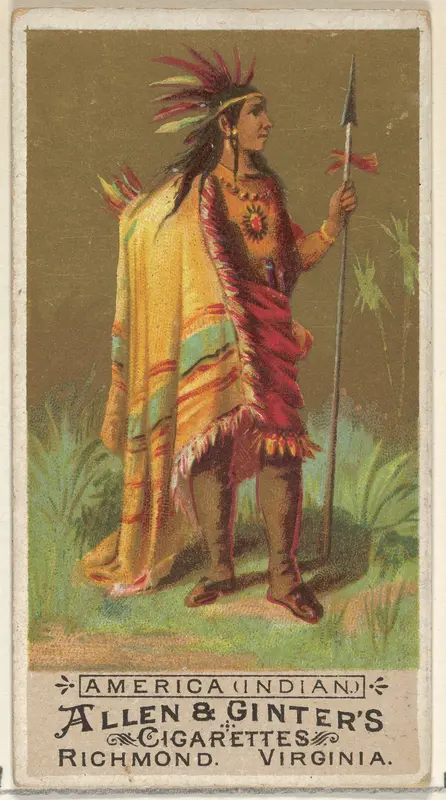 America (Indian), from the Natives in Costume series (N16) for Allen & Ginter Cigarettes Brands Wall Art by Allen & Ginter - High-Resolution Digital Print