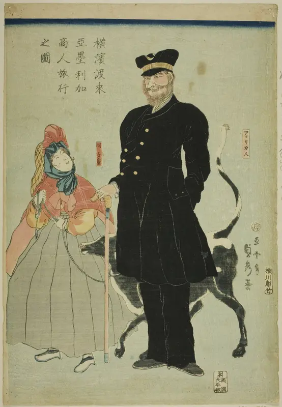American Merchant Traveling in Yokohama (Yokohama torai Amerika shonin ryoko no zu)