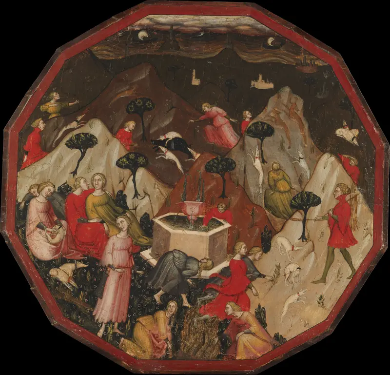 Ameto's Discovery of the Nymphs Wall Art by Master of 1416 - High-Resolution Digital Print