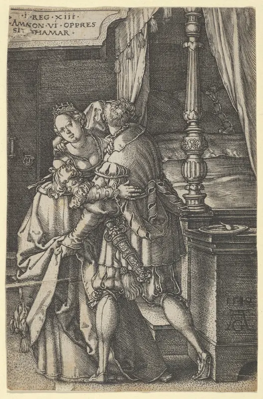 Amnon Violating Tamar, from "The Story of Amnon and Tamar" Wall Art by Heinrich Aldegrever - High-Resolution Digital Print