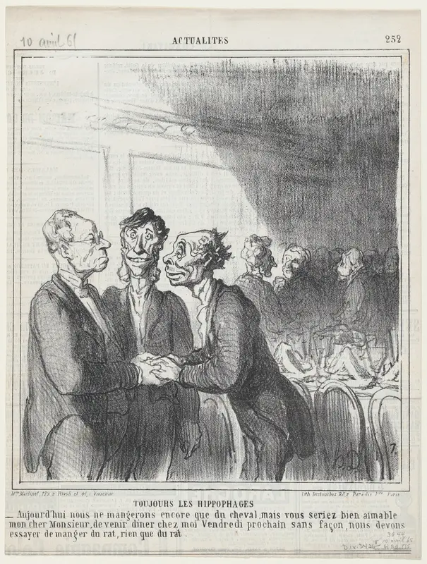 Among two bailiffs, from "News of the day" Wall Art by Honoré Daumier - High-Resolution Digital Print
