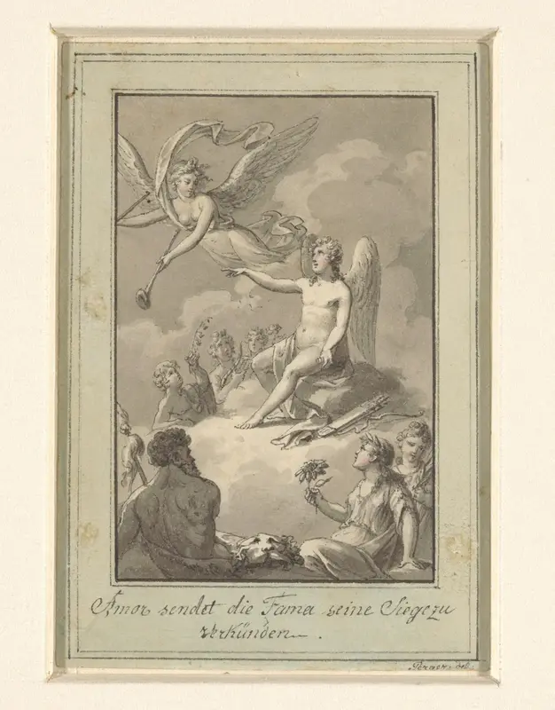 Amor stuurt Fama weg om zijn verovering te verkondigen Wall Art by Sigmund Ferdinand Ritter von Perger - High-Resolution Digital Print