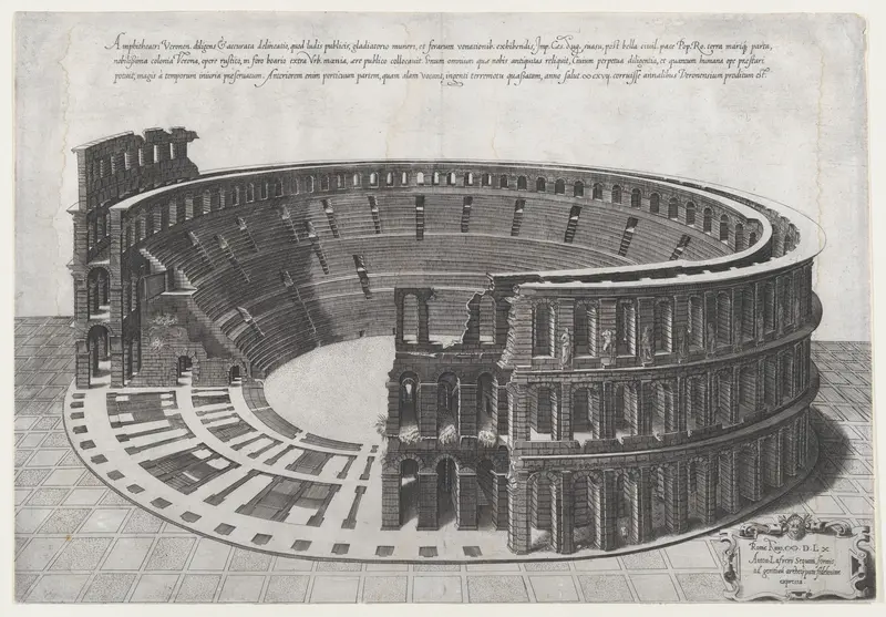 Amphitheater at Verona, from "Speculum Romanae Magnificentiae" Wall Art by Anonymous - High-Resolution Digital Print