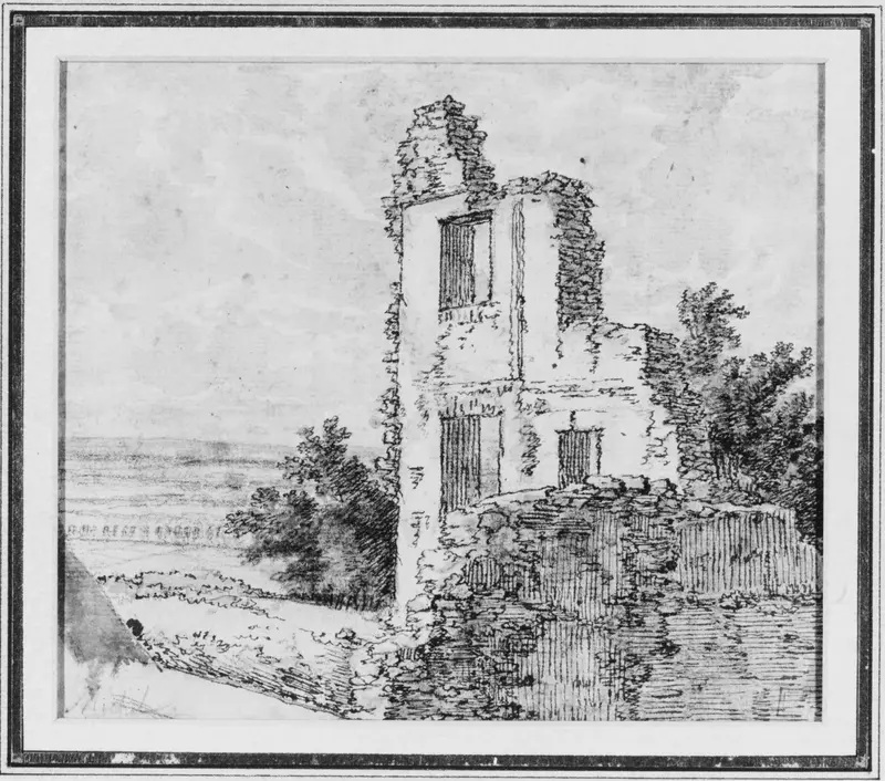 An Allée of Trees in a Park (recto); The Ruins of a Building on a Hill (verso) Wall Art by Georges Michel - High-Resolution Digital Print